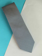 Blue Check Woven Silk Necktie - TOSSIDO