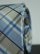 Blue Check Woven Silk Necktie - TOSSIDO