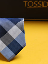 Blue Check Woven Silk Necktie - TOSSIDO