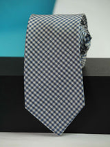 Blue Check Woven Silk Necktie - TOSSIDO