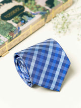 Blue Checks Broad + Long Necktie - TOSSIDO