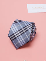 Blue Checks Teflon Silk Necktie - TOSSIDO