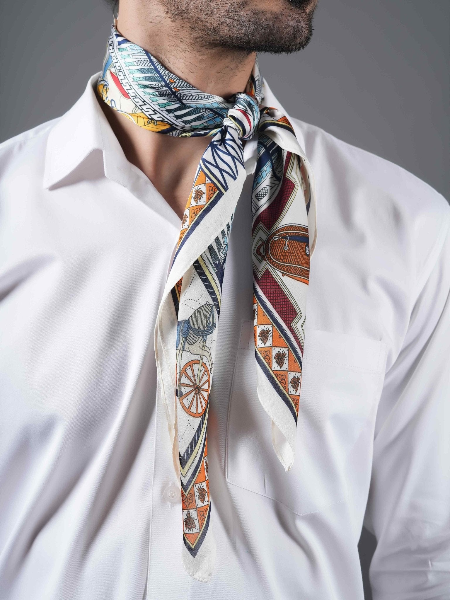 Nykaa Satin Square Scarf Blue City Print Neckerchief