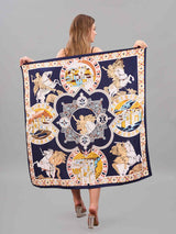 Blue & Cream Novelty Large Scarf - TOSSIDO