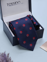 Blue Cricket Ball Necktie & Pocket Square Giftset - TOSSIDO