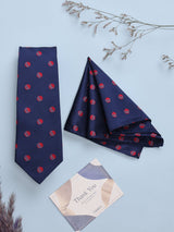 Blue Cricket Ball Necktie & Pocket Square Giftset - TOSSIDO