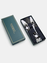 Blue Dot Elastic Suspender with Vegan Leather Patch - TOSSIDO