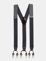 Blue Dot Elastic Suspender with Vegan Leather Patch - TOSSIDO