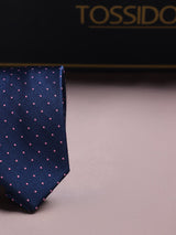 Blue Dots Woven Silk Necktie - TOSSIDO