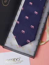 Blue Elephant Teflon Silk Necktie