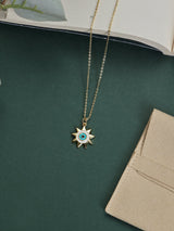 Blue Evil Eye Sun Pendant Necklace - TOSSIDO
