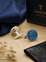 Blue Floral Cufflink - TOSSIDO
