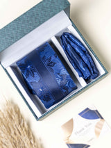 Blue Floral Necktie Gift - set - TOSSIDO