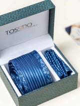 Blue Floral Necktie Gift - set - TOSSIDO
