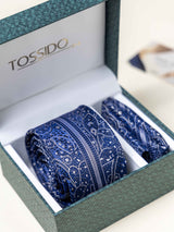 Blue Floral Necktie Gift - set - TOSSIDO