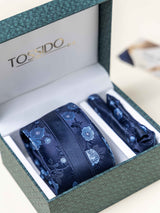 Blue Floral Necktie Gift - set - TOSSIDO