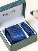 Blue Floral Necktie Gift - set - TOSSIDO