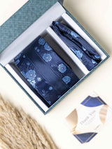 Blue Floral Necktie Gift - set - TOSSIDO