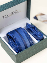 Blue Floral Necktie Gift - set - TOSSIDO