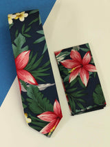 Blue Floral Necktie & Pocket Square Giftset - TOSSIDO