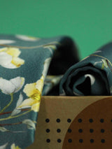Blue Floral Printed Necktie and Pocket Square Set - TOSSIDO