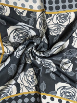 Blue Floral Printed Satin Neckerchief - TOSSIDO