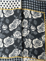 Blue Floral Printed Satin Neckerchief - TOSSIDO