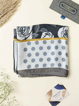 Blue Floral Printed Satin Neckerchief - TOSSIDO