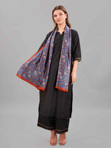 Blue Floral Printed Stole - TOSSIDO