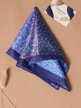 Blue Floral Silk Pocket Square - TOSSIDO