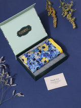 Blue Floral Silk Pocket Square - TOSSIDO
