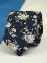 Blue Floral Skinny Necktie - TOSSIDO