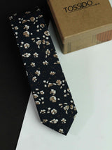 Blue Floral Skinny Necktie - TOSSIDO