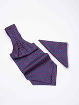Blue Floral Woven Ascot & Pocket Square - TOSSIDO