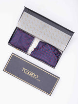 Blue Floral Woven Ascot & Pocket Square - TOSSIDO