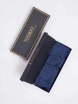 Blue Floral Woven Cravat & Pocket Square Set - TOSSIDO