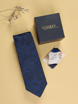Blue Floral Woven Necktie - TOSSIDO
