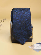 Blue Floral Woven Necktie - TOSSIDO