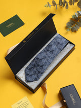 Blue Floral Woven Silk Necktie - TOSSIDO