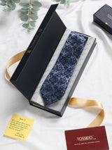 Blue Floral Woven Silk Necktie - TOSSIDO