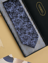 Blue Floral Woven Silk Necktie - TOSSIDO