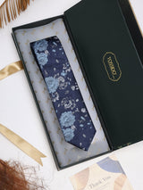 Blue Floral Woven Silk Necktie - TOSSIDO