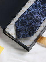 Blue Floral Woven Silk Necktie - TOSSIDO