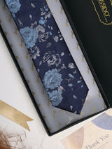 Blue Floral Woven Silk Necktie - TOSSIDO