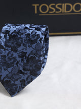 Blue Floral Woven Silk Necktie - TOSSIDO