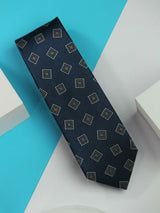 Blue Geometric Handmade Silk Necktie - TOSSIDO