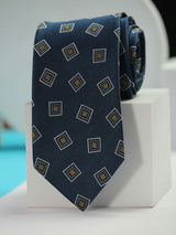 Blue Geometric Handmade Silk Necktie - TOSSIDO
