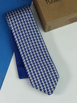 Blue Geometric Knitted Necktie - TOSSIDO
