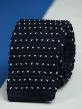 Blue Geometric Knitted Necktie - TOSSIDO