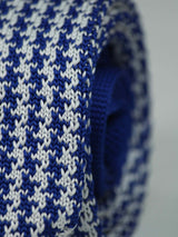 Blue Geometric Knitted Necktie - TOSSIDO